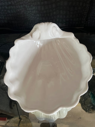 Vintage large Ceramic shell bowl Clam shell As-Is 9.5”w x 3.75”h x 7.75”w