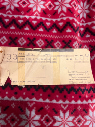 Vintage Santa Claus Suit with Original Box & Sears Catalog Receipt