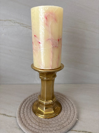 Brass candle holder w/candle