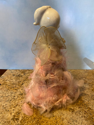 Rare pink Holt Howard Feather Angel w harp Tree Topper