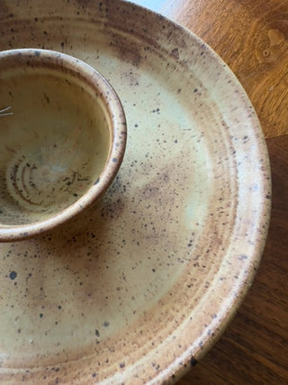 Vintage, studio pottery chip & dip dish