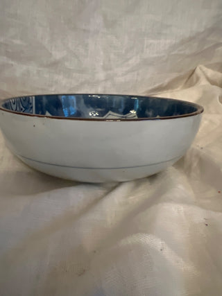 Mino Chiyama Kiln Japanese Ceramic Blue And White Bowl 7.75”w x 2.85”” h