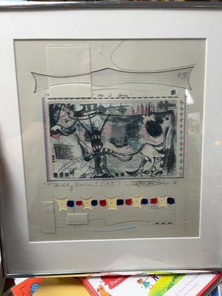 Birthday Bovine, abstract under glass