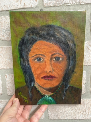 Henrietta self portrait on board