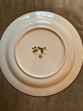 Vintage Sango White Christmas Holly Round Serving Dish Platter 12”