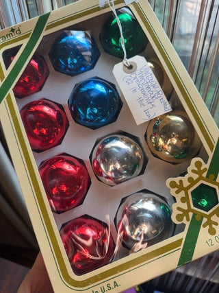 Vintage, glass ornaments ( set of 12)
