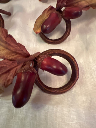 Fall Acorn Leaf Napkin Rings Set of 8 As -Is