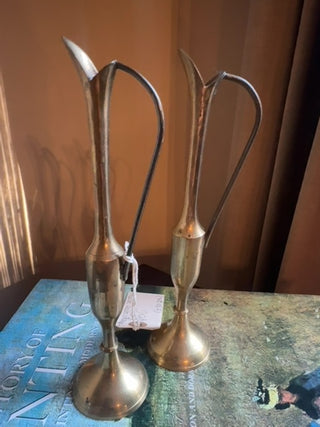Vintage, Mcm skinny tall vases ( set of 2) made from brass
