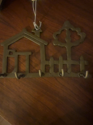 Vintage, brass key hook holder
