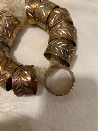 Vintage Brass Etched Napkin Rings -set of 12