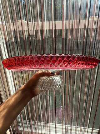 Vintage,Christmas Ruby glass footed cake platter