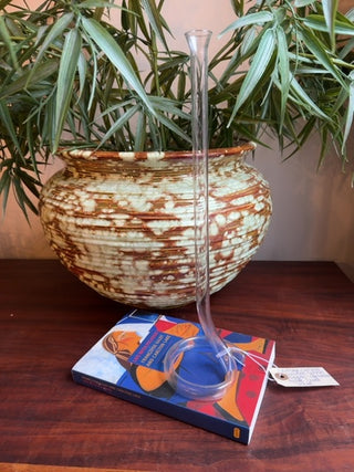 Vintage, curved, narrow glass tube vase