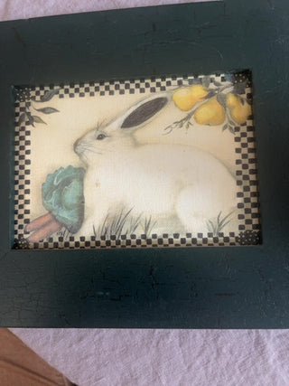 Bunny on canvas with pears