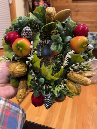 Vintage plastic fruit and nut wreath