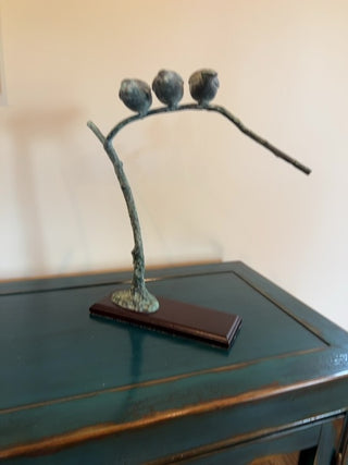 Toyo Bronze Sculpture of Three Birds on a Branch