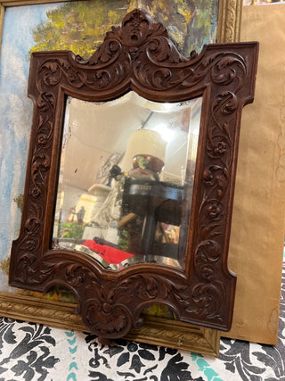 antique wooden carved mirror