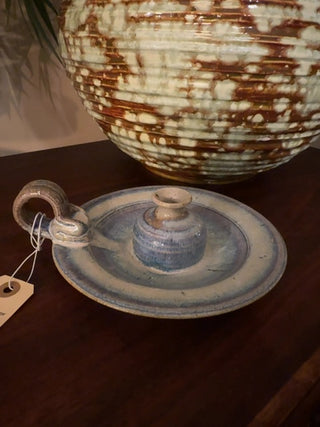Vintage, art studio pottery oil lamp/ candle holder/vase