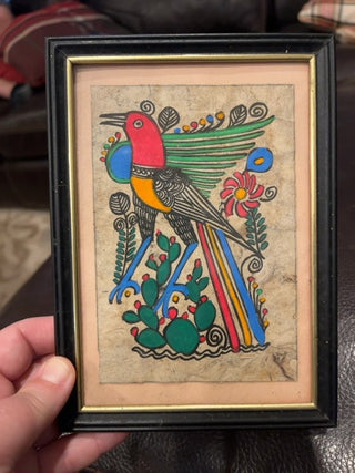 Tribal bird, framed under glass