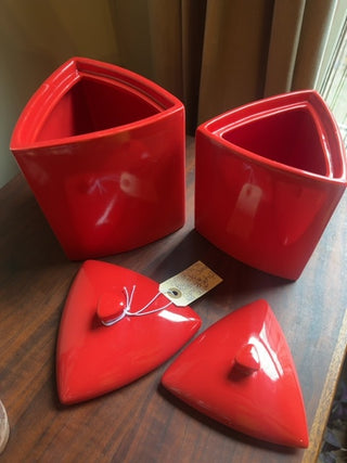 Vintage,Mcm triangle kitchen carnister ( set of 2)