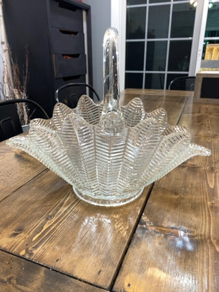 LE Smith Fern Glass Basket with handle