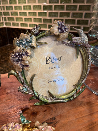 Bijou Enameled Floral & Crystal Picture Frame