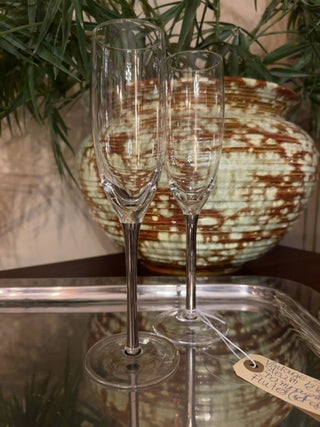 Vintage,silver steam elegant champagne flutes ( set of 2)