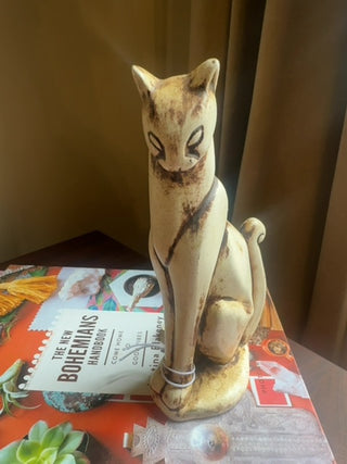 Vintage,Mcm ( smoke decorated) finish tall cat figurine