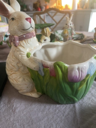 Bunny planter tulip surround