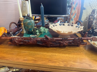 Vintage, bamboo with fall decore tray