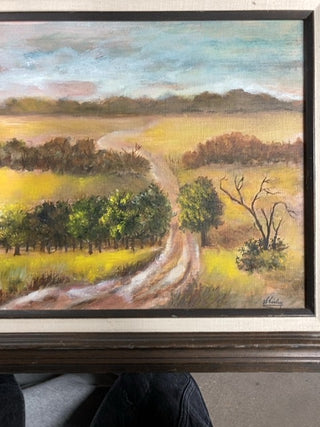 Vtg original painting fall landscape