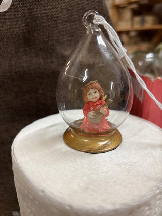 Vintage Angel In a Glass Bell Ornament. Hand Blown, #518