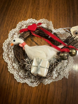 Vintage,Christmas wreath,white goose ornament