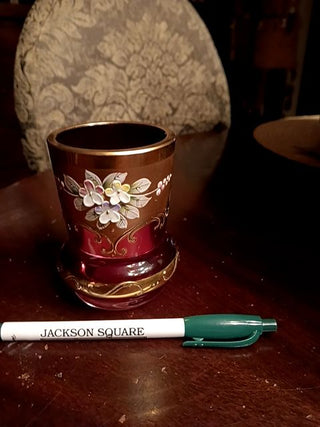 Hand Painted Czech Glass Vase/Votive