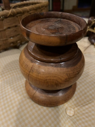 Turned wood candle holder