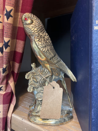 MCM Brass Parakeet Bookend