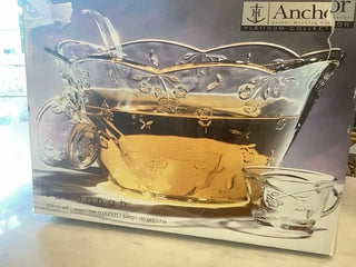 Vintage Anchor Hocking Savannah punch bowl and 16 cups.  No ladle or cup hooks