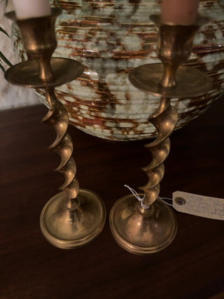 Vintage,Mid Century brass twisted candle holder(set of 2)