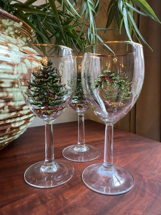 Vintage, Spode Christmas tree wine glasses ( set of 4)