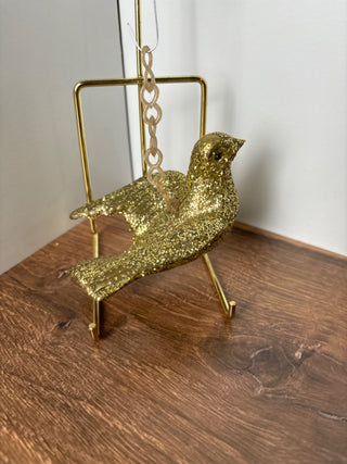 Vintage gold glitter bird