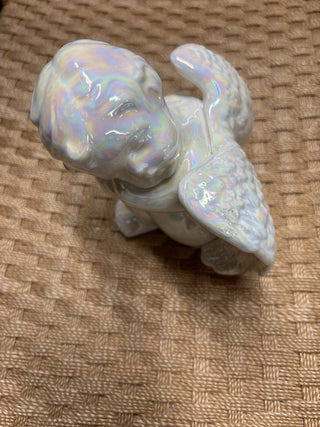Angel Shelf Sitter Cherub Kneeling Praying Angel Figurine Iridescent #544
