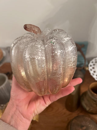 Clear glass metallic pumpkin with brown steam