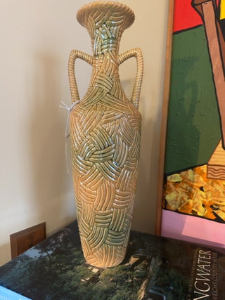 Mcm, textured basket breaded vase