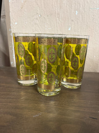 Vintage Crate & Barrel Holly & Berries Rocks Glasses set 4 #525