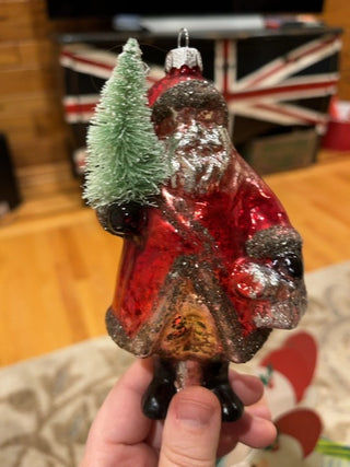 Mercury glass santa