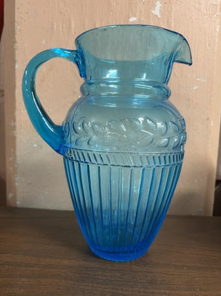 Vintage Anchor Hocking Peacock Blue 96 oz. Pitcher 11" Tall #339