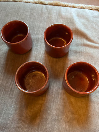 Vintage Rust Red Japanese Tea Cup Hand Thrown Pottery 2.75” h x 3” dia