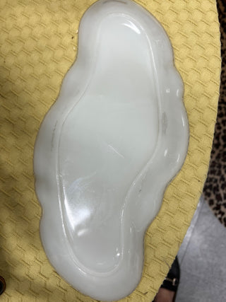 1930s Milk Glass Swirl Tray 12.5” x 6.5”