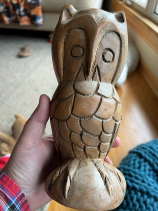 hand carved wood owl