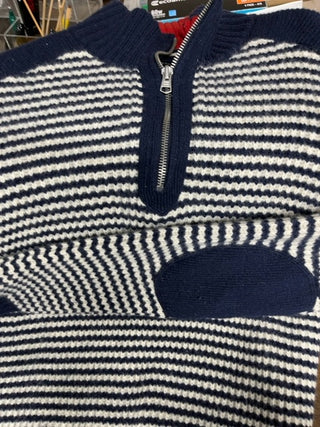 T.Hilfiger wool stripe sweater w/elbow patch