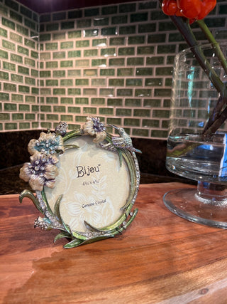 Bijou Enameled Floral & Crystal Picture Frame